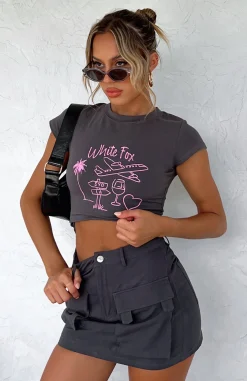 Shirts & Blouses | White Fox Boutique Vacay Pending Baby Tee Charcoal grey