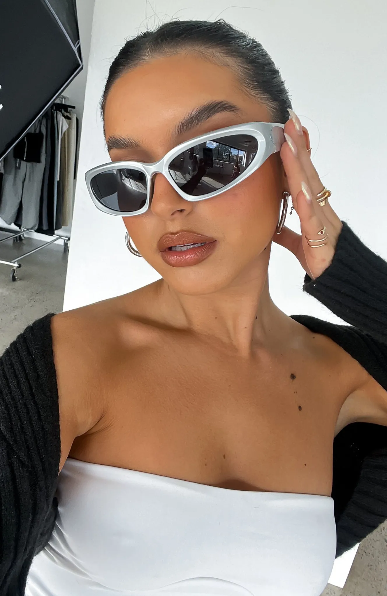 Sunglasses | White Fox Boutique Viper Sunglasses Silver/ black