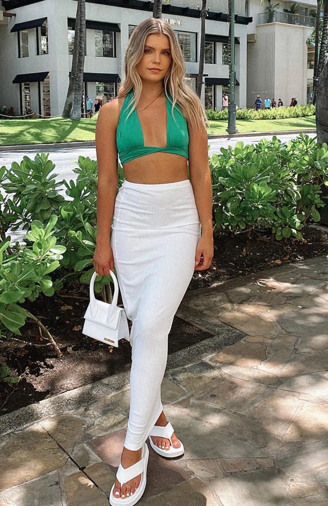 Restocked | White Fox Boutique Walk Behind Me Ribbed Maxi Skirt white
