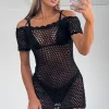 Resort Wear | White Fox Boutique Wanna Be With You Crochet Mini Dress black