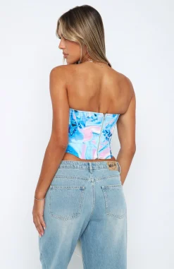 Shirts & Blouses | White Fox Boutique Want Her Bustier Ice Swirl blue