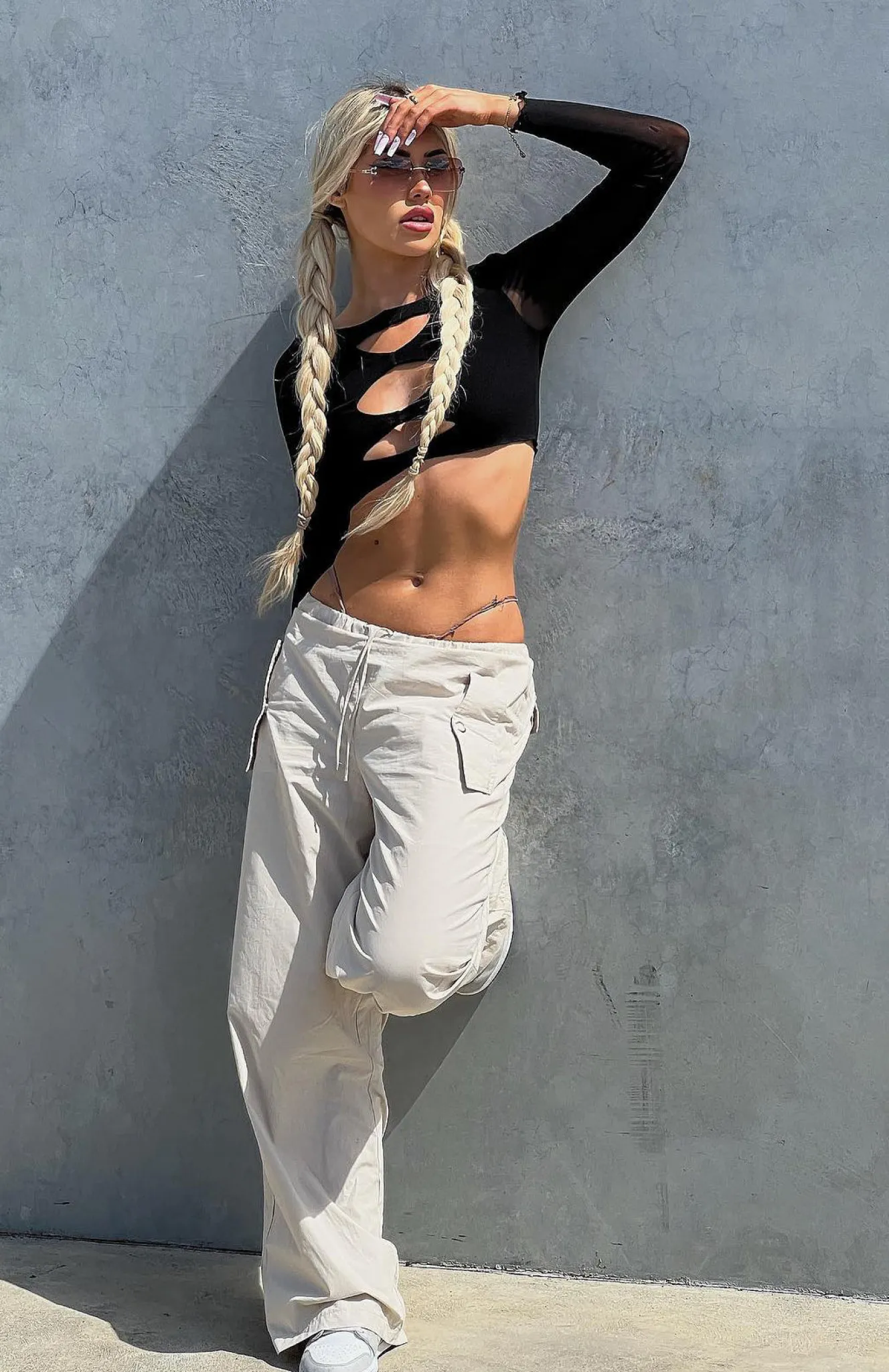 Pants | White Fox Boutique Watch Your Back Cargo Pants Stone nude
