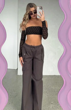 Pants | White Fox Boutique Watch Your Back Cargo Pants Dark Charcoal grey