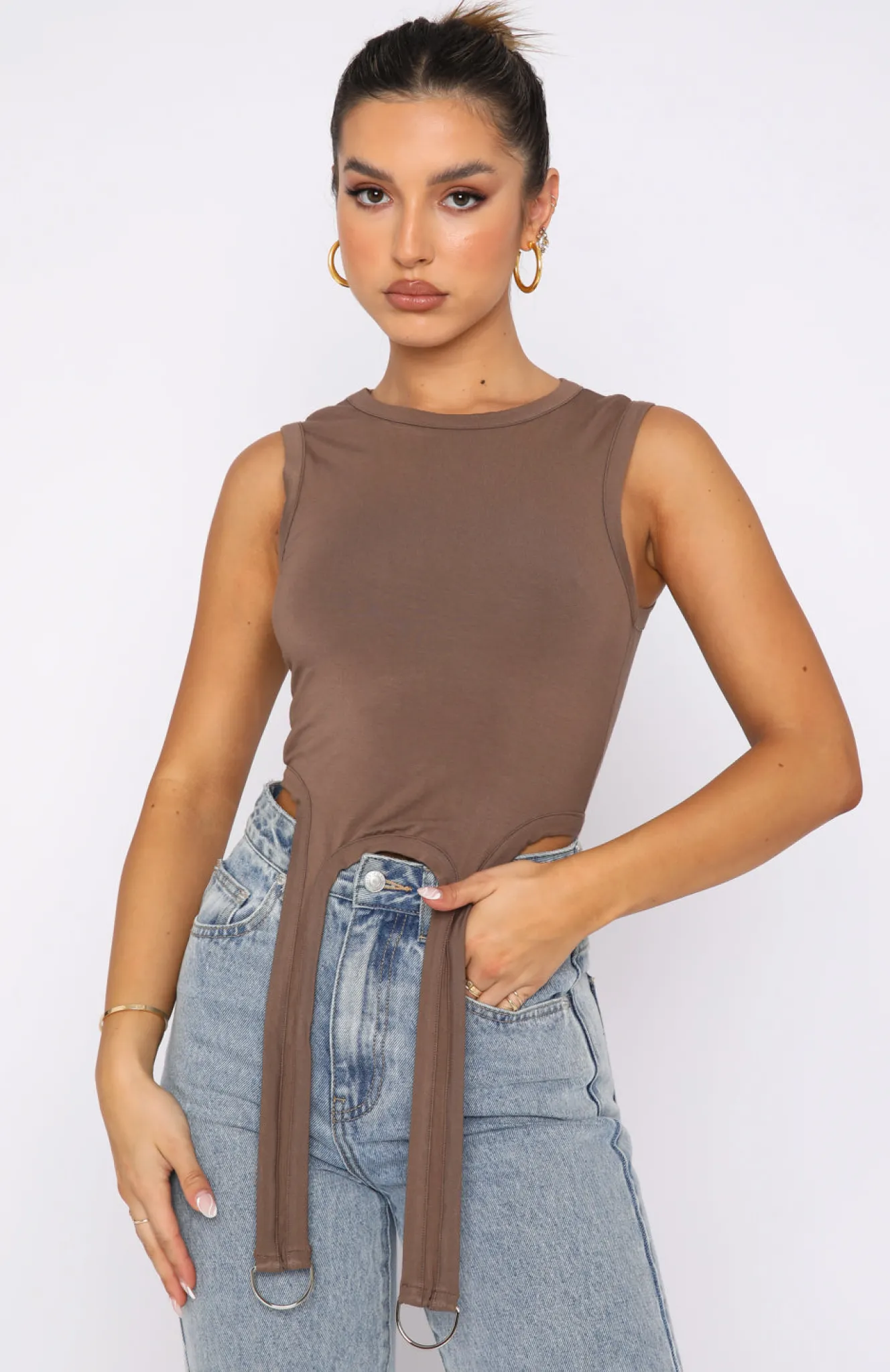 Shirts & Blouses | White Fox Boutique Watching Out For You Crop Mocha brown
