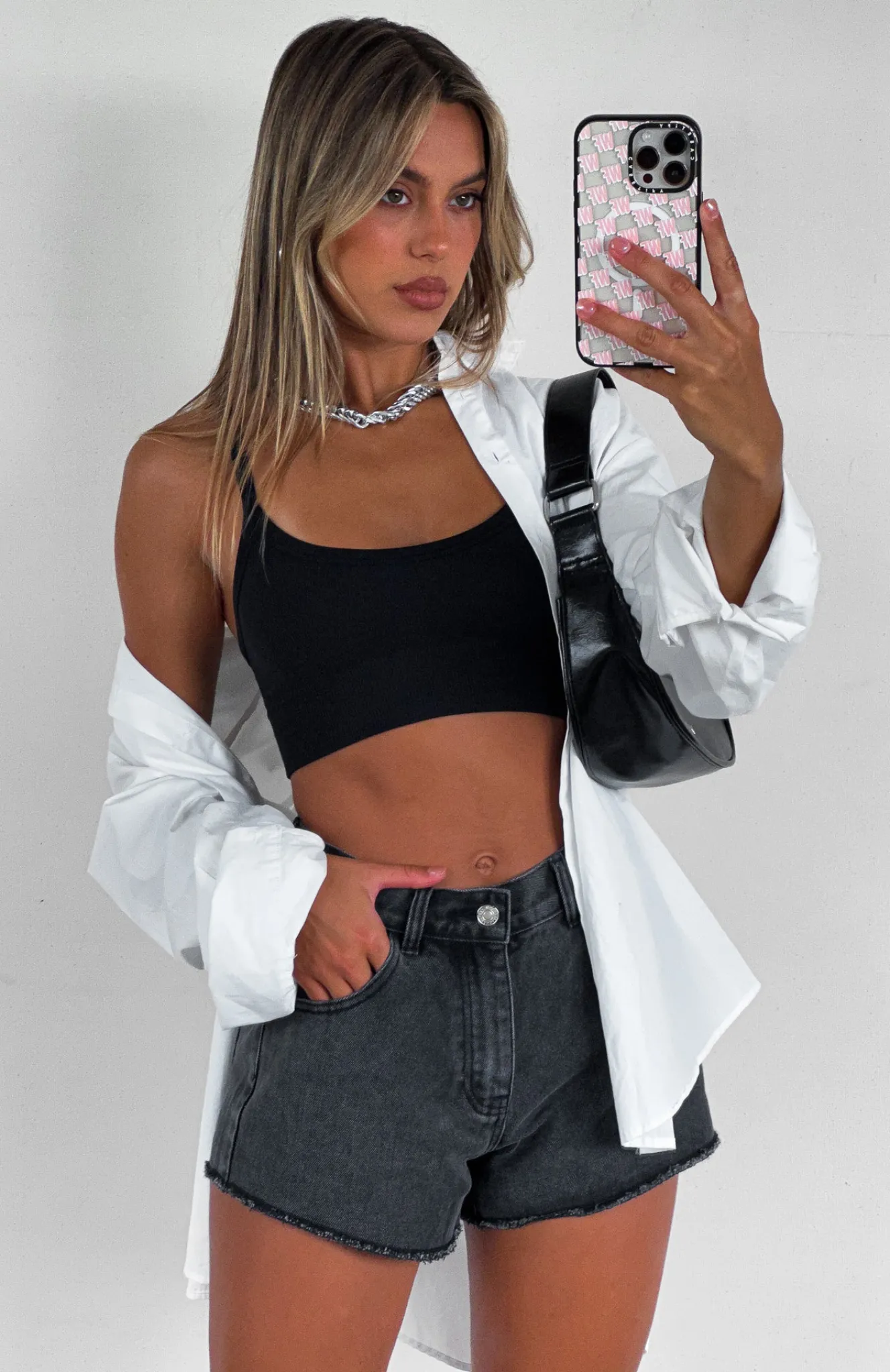 Denim | White Fox Boutique We Don't Talk Denim Shorts Acid Wash black