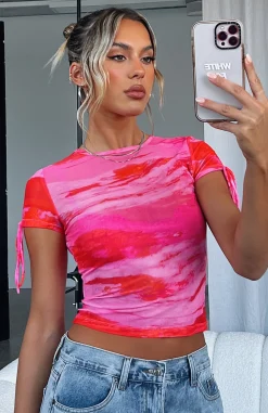 Shirts & Blouses | White Fox Boutique Weekend Fling Mesh Top Twilight Splash pink