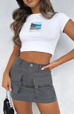 Restocked | White Fox Boutique Weekend Travels Cargo Mini Skirt Charcoal grey