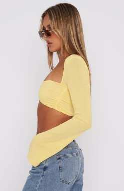 Shirts & Blouses | White Fox Boutique What About Me Long Sleeve Crop Lemon yellow