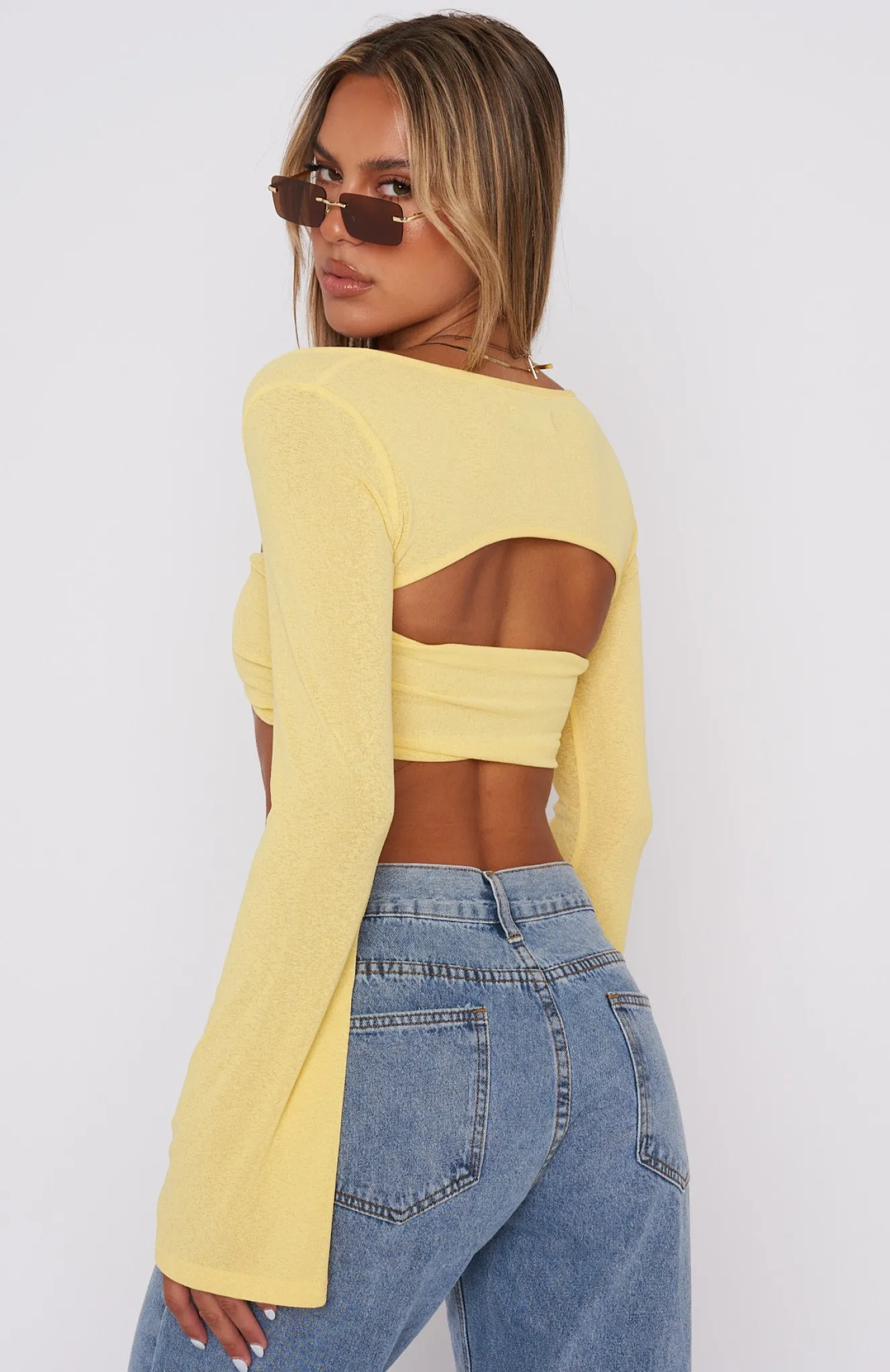 Shirts & Blouses | White Fox Boutique What About Me Long Sleeve Crop Lemon yellow