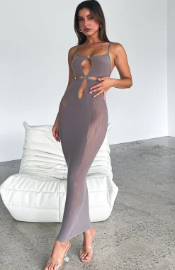 Restocked | White Fox Boutique Who Do You Love Midi Dress Mushroom brown