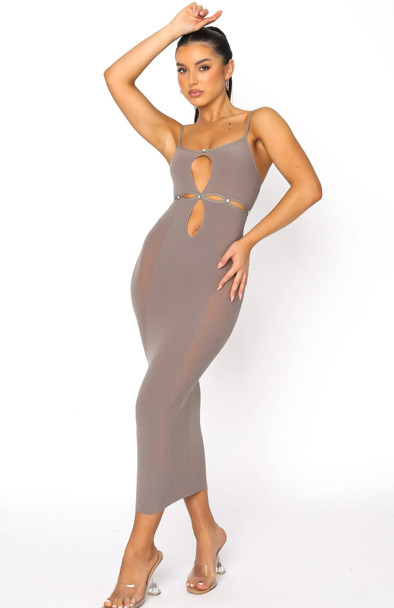 Restocked | White Fox Boutique Who Do You Love Midi Dress Mushroom brown