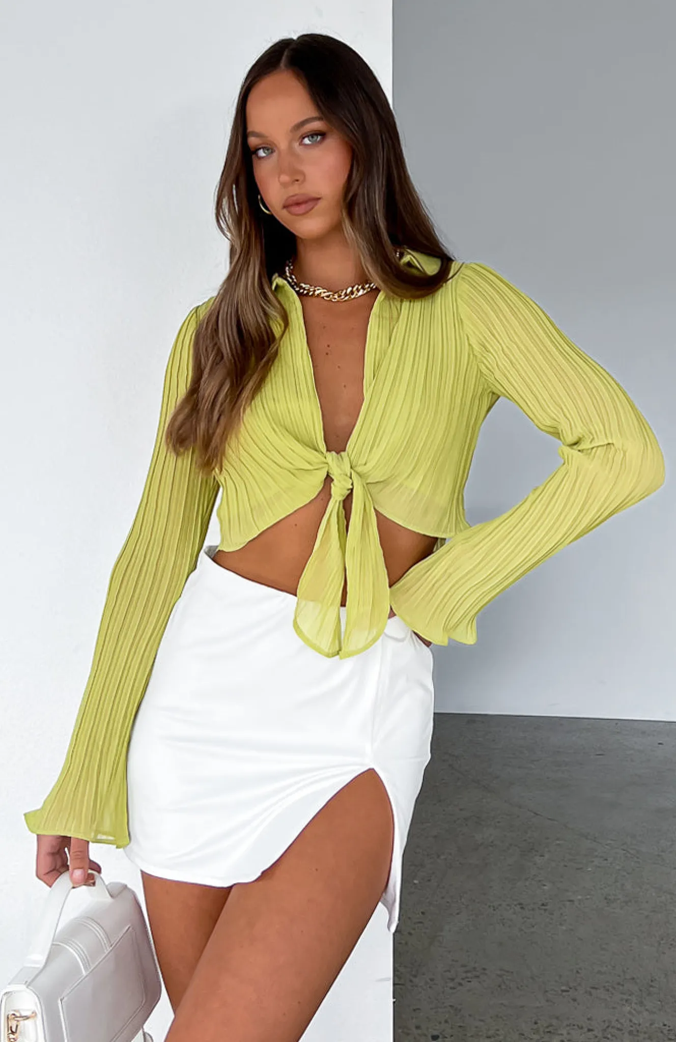 Shirts & Blouses | White Fox Boutique Wishing You Love Long Sleeve Crop Pistachio green
