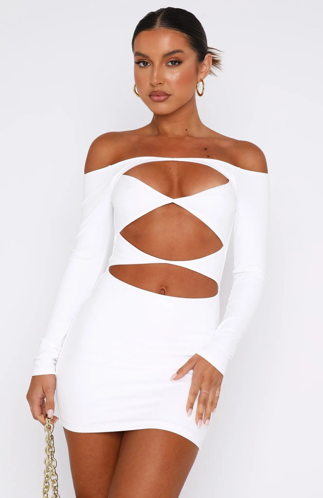 Restocked | White Fox Boutique With You Long Sleeve Mini Dress white
