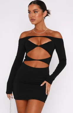 Restocked | White Fox Boutique With You Long Sleeve Mini Dress black
