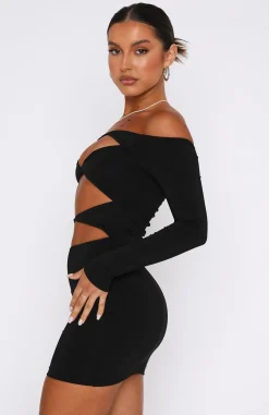 Restocked | White Fox Boutique With You Long Sleeve Mini Dress black
