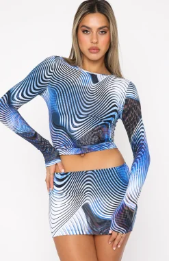 Shirts & Blouses | White Fox Boutique Working On Me Long Sleeve Crop Illusion blue