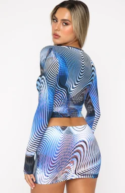 Shirts & Blouses | White Fox Boutique Working On Me Long Sleeve Crop Illusion blue