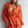 Long Sleeve Dresses | White Fox Boutique You Drive Me Crazy Long Sleeve Mini Dress Spicy Rose orange