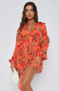 Long Sleeve Dresses | White Fox Boutique You Drive Me Crazy Long Sleeve Mini Dress Spicy Rose orange