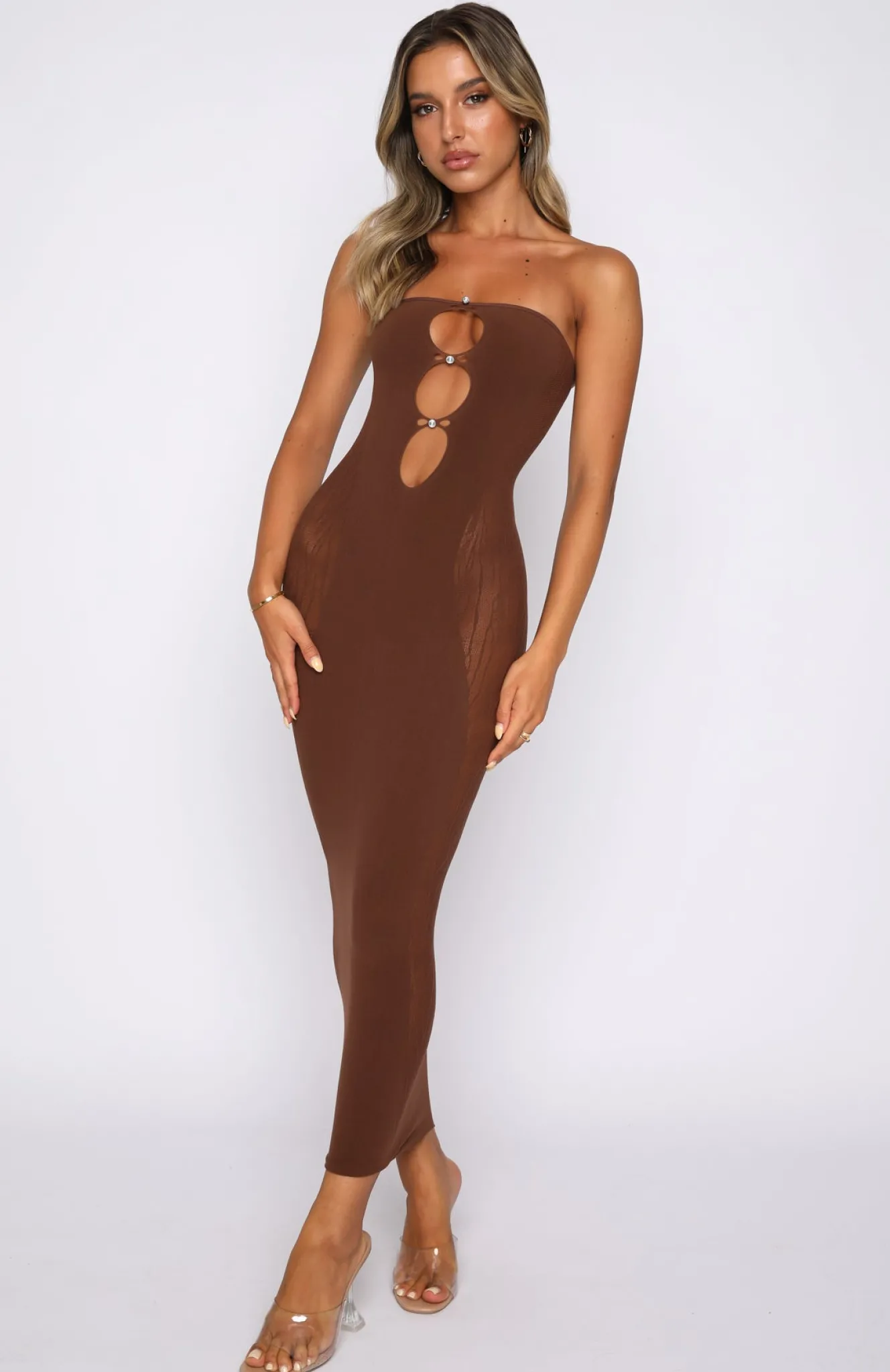 Restocked | White Fox Boutique Your Peace Midi Dress Chocolate brown