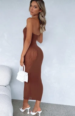 Restocked | White Fox Boutique Your Peace Midi Dress Chocolate brown