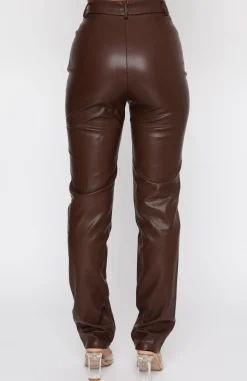 Pants | White Fox Boutique You've Got It PU Pants Chocolate brown