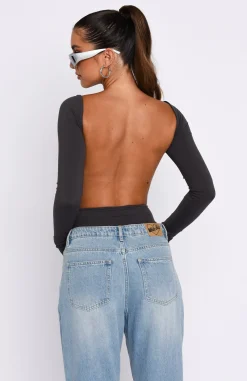 Shirts & Blouses | White Fox Boutique You've Got The Love Long Sleeve Bodysuit Charcoal grey