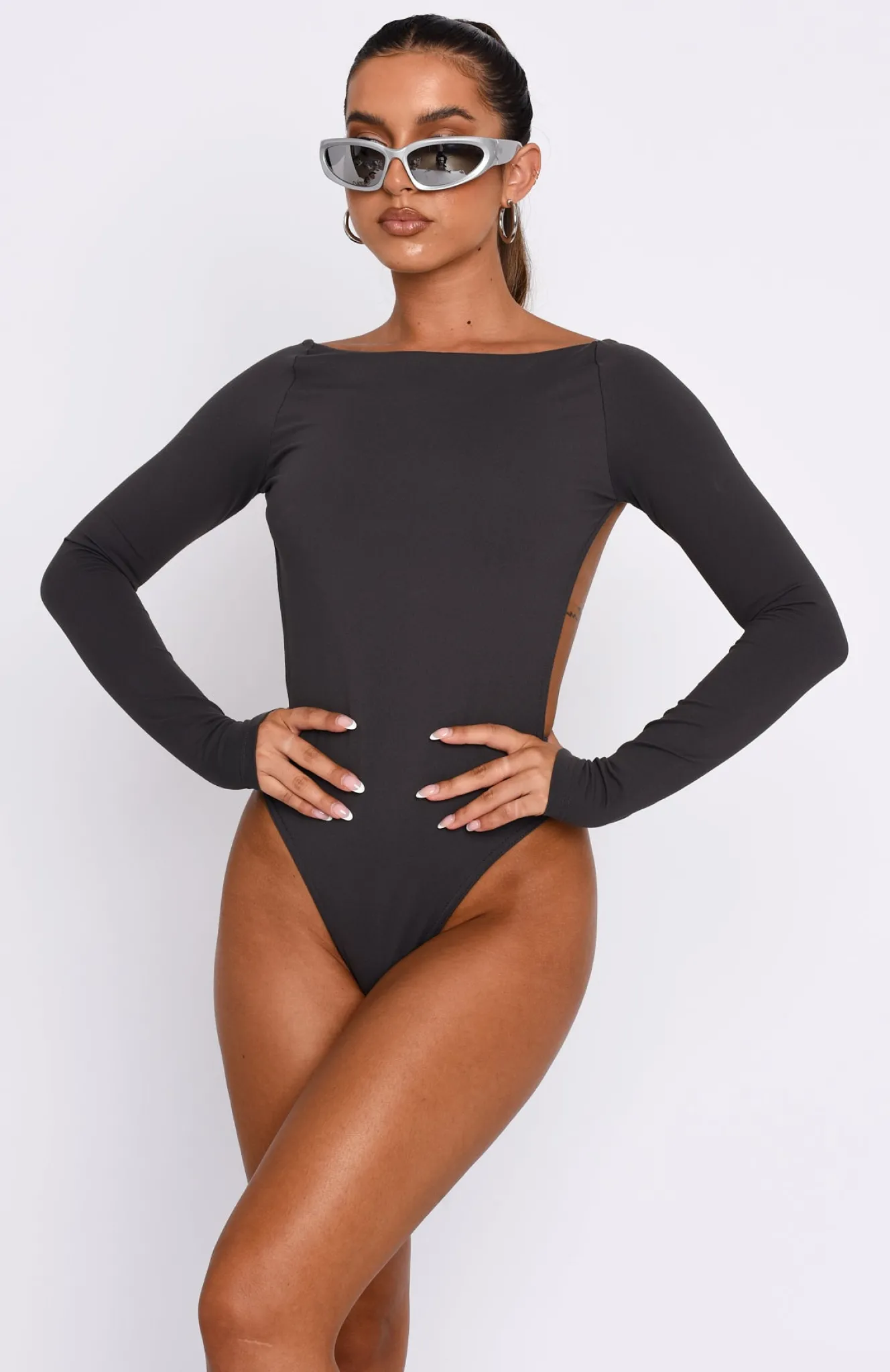 Shirts & Blouses | White Fox Boutique You've Got The Love Long Sleeve Bodysuit Charcoal grey